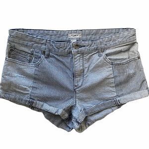 ROXY Railroad Striped Denim Cuffed Shorts, 28